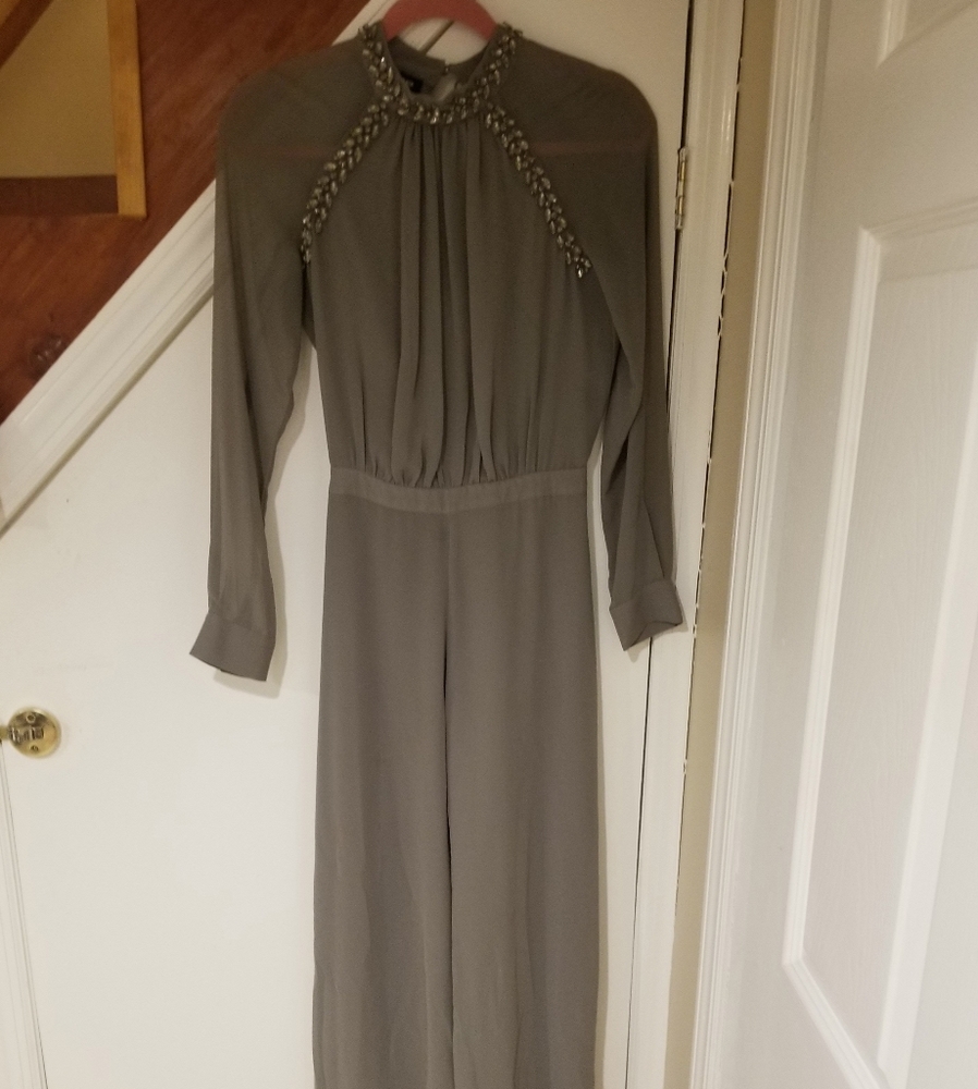 Bebe Grey Wide Leg Jumpsuit